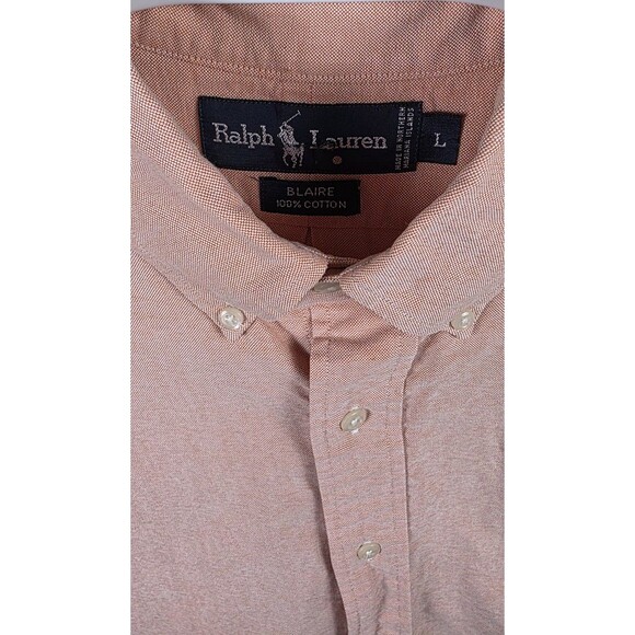Vintage Ralph Lauren Mens Large Pink Blake Cotton Short Sleeve Button Up Shirt - Picture 2 of 6